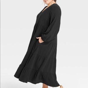 Universal Thread Black 1X maxi Peasant Dress